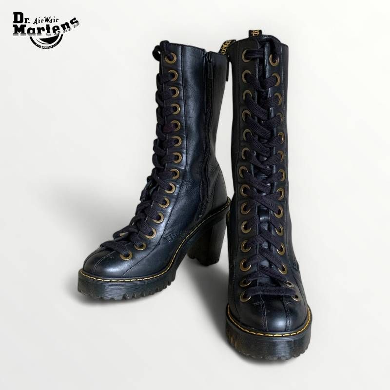 ️ ドクターマーチン CAREY ヒール付き厚底レースアップブーツ ブラック レディース Y2K