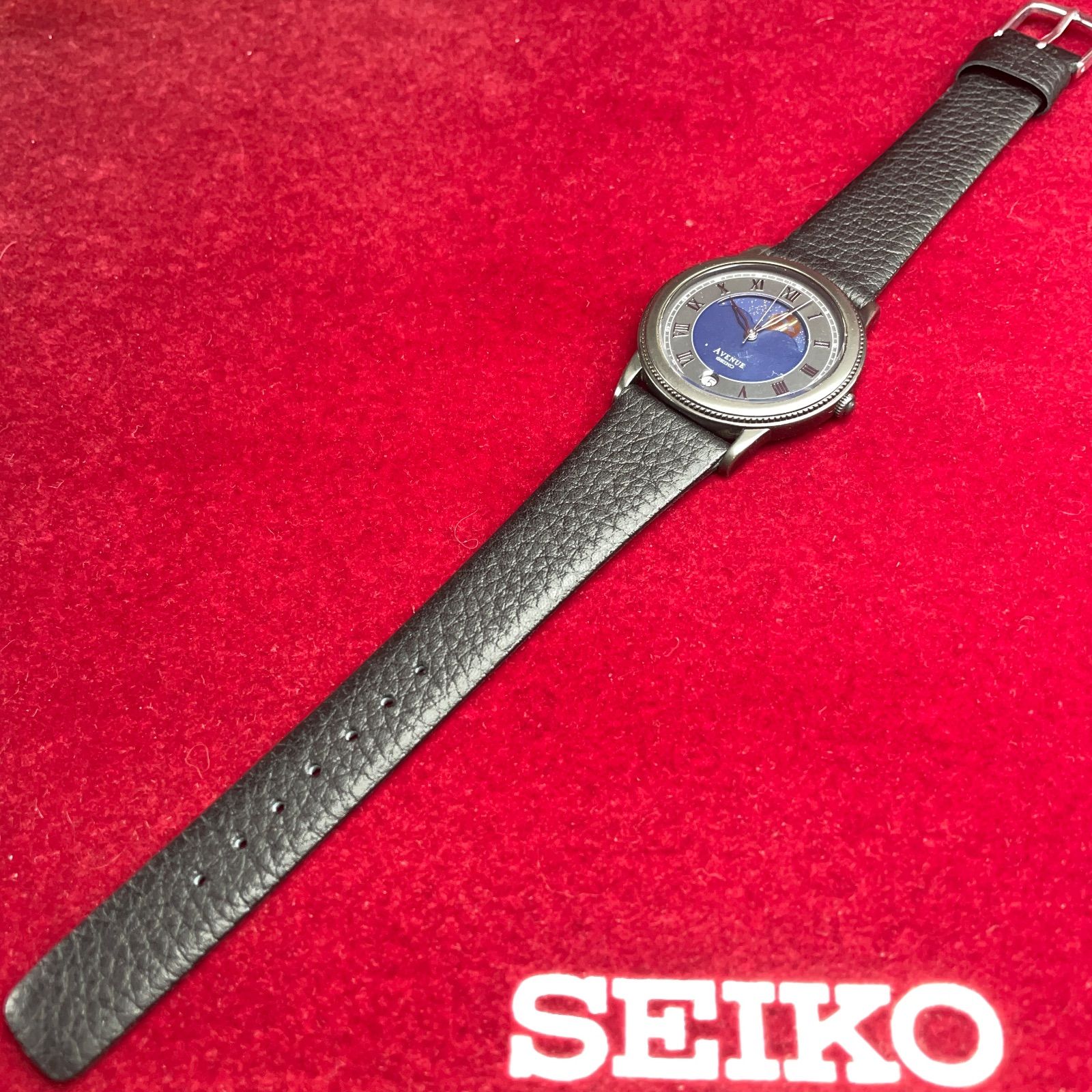 ムーンフェイズ 80s SEIKO AVENUE クォーツ 電池交換済 日本製