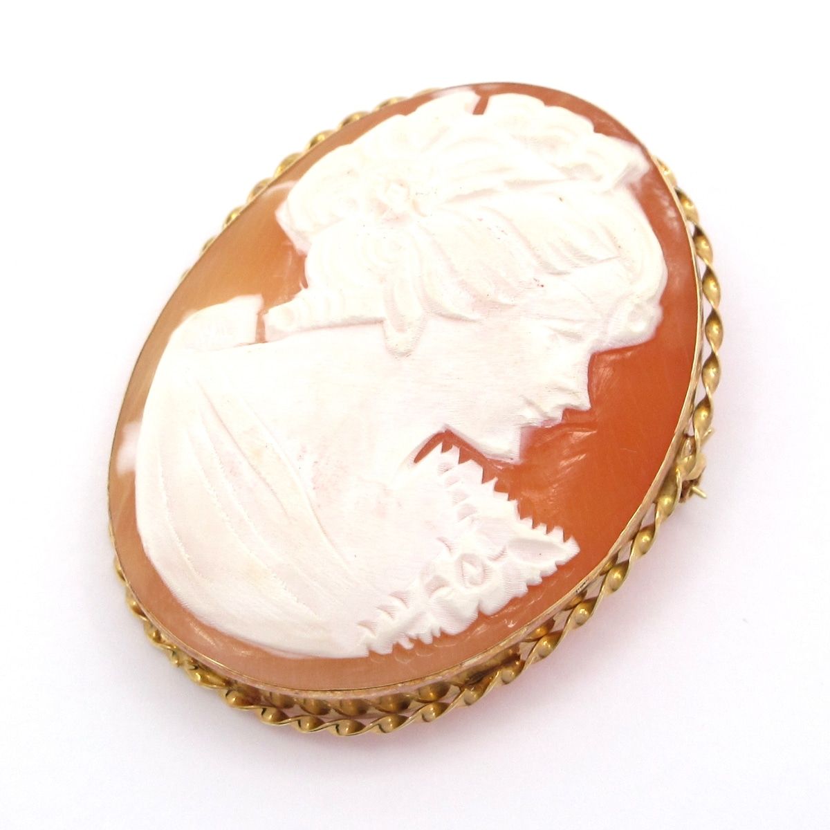 Unbranded ノーブランド ブローチ K14YG×アイボリー×ブラウン 総重量 5.7g