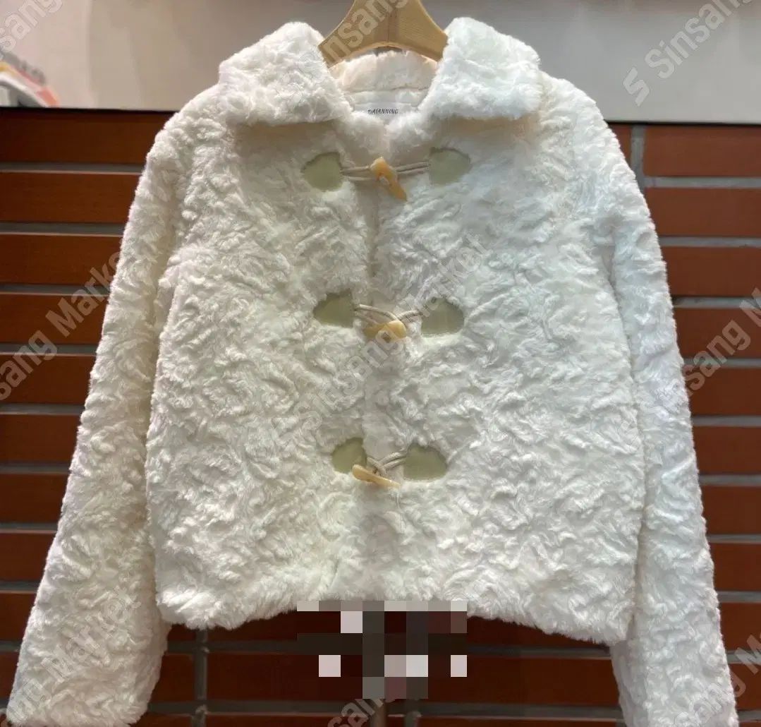 3COLOR かわいいフリース トグルボタン コート クリーム