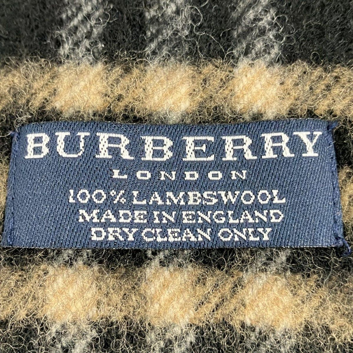 Burberry LONDON バーバリーロンドン マフラー - 黒×ライトブラウン×マルチ チェック柄 ウール