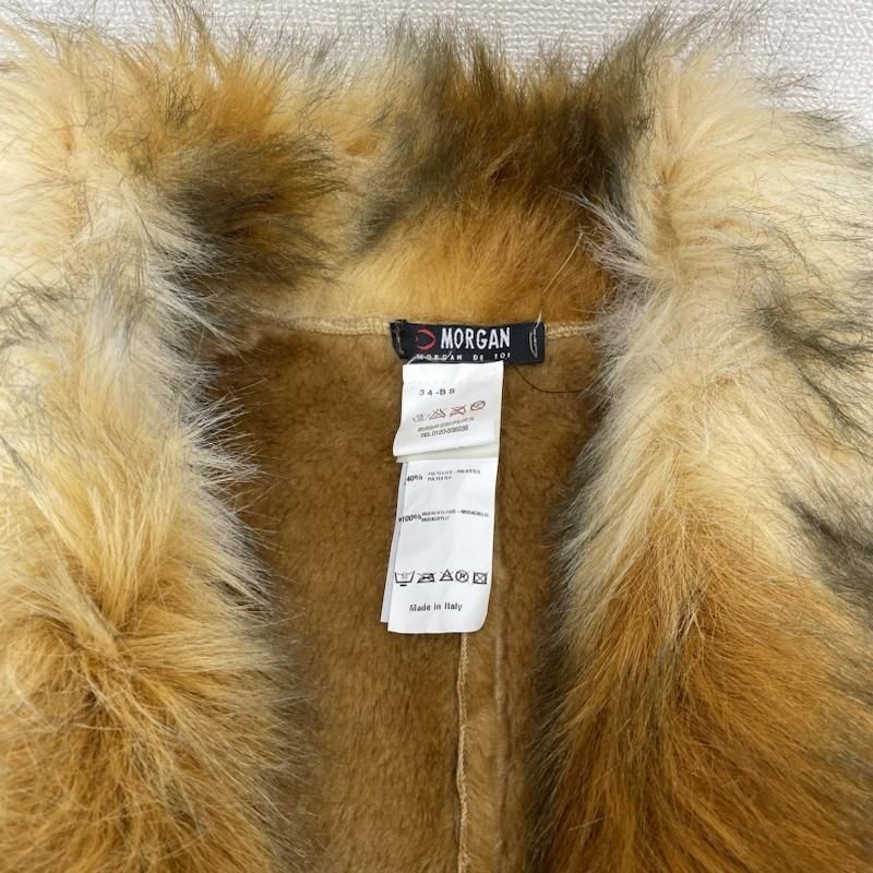 【美品】モルガンオム ロングコート ボア ファー ムートン サイズM MORGAN モルガン コート 毛皮、ファー ボア ファー付きコート ムートン