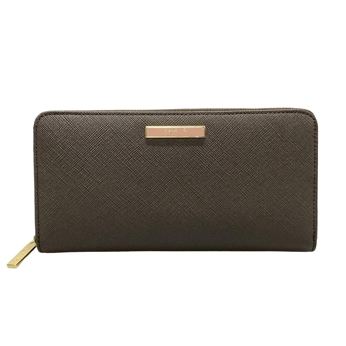 agnes b アニエスベー 長財布 - ダークグレー レザー