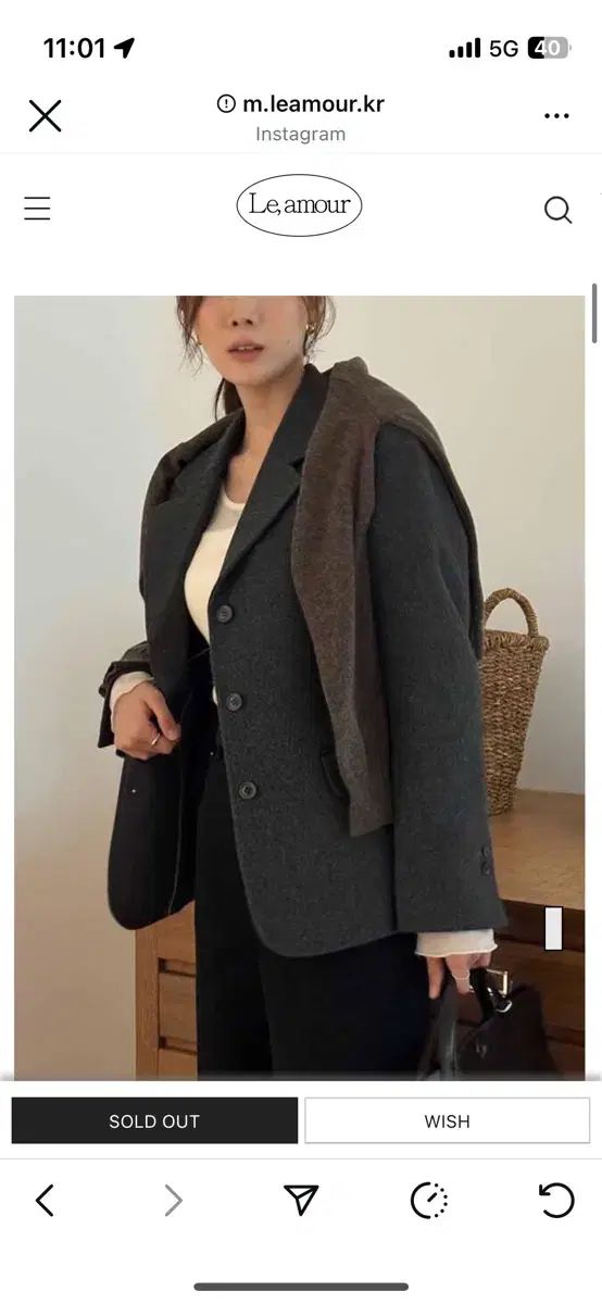 ル アマール ウールジャケット チャコール 5 5