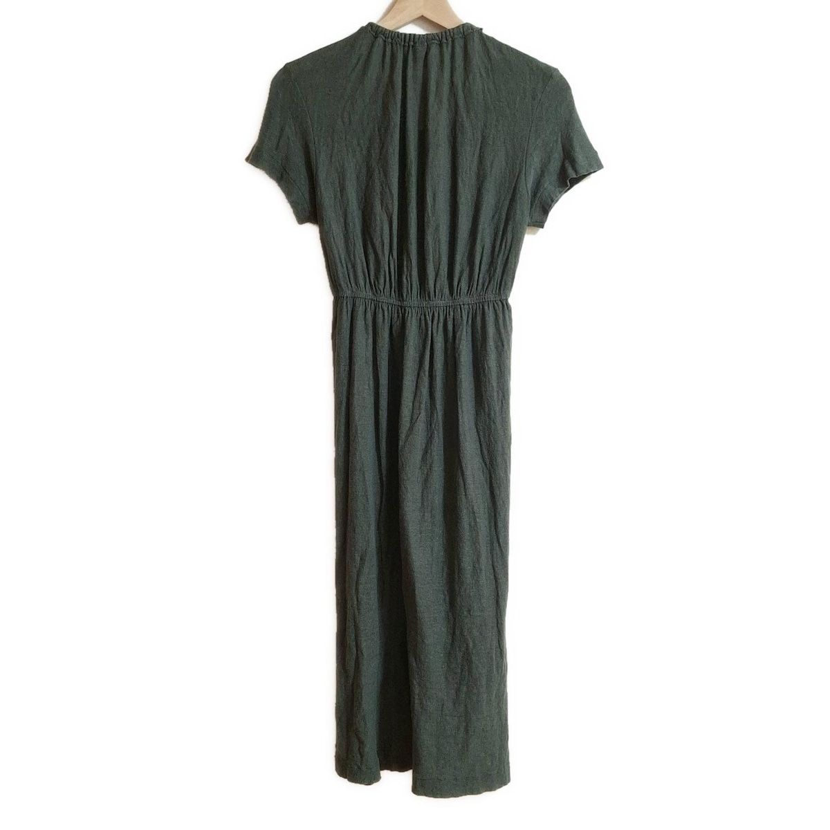 Y s ワイズ ワンピース サイズ2 M レディース - ダークグリーン クルーネック 半袖 マキシ丈