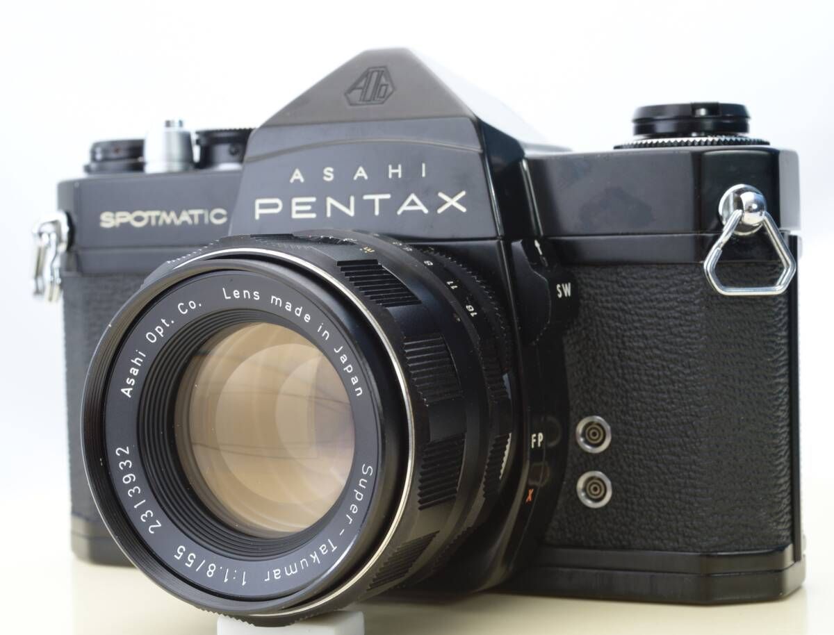 品 ASAHI Pentax SP SPOTMATIC ブラック Super Takumar 55mm f1.8 フィルムカメラ 露出計O.K モルト交換済み 5240