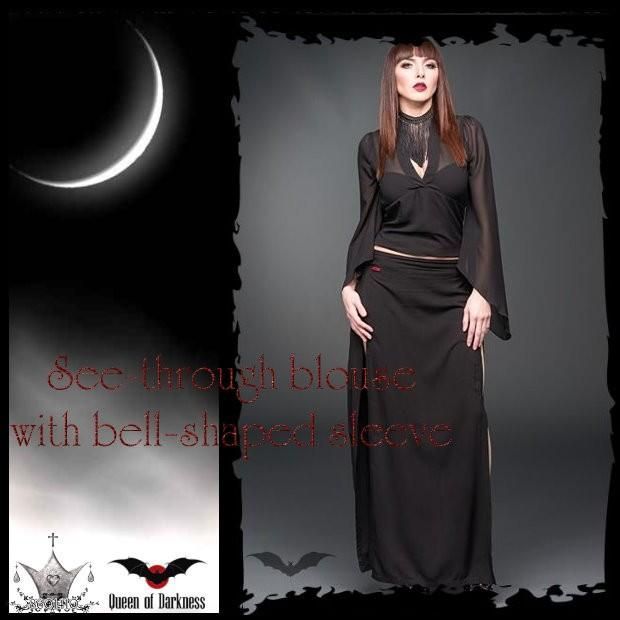 フ スリーブ ゴシック 長袖 フ 袖シフォンカットソー レディース wot207