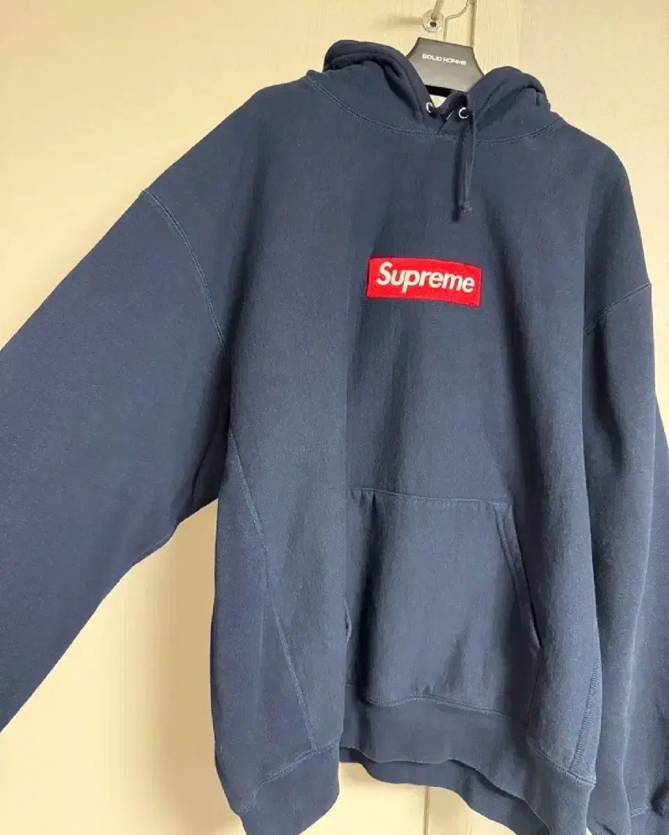 Supreme ボックスロゴ ネイビー フーディー XXL