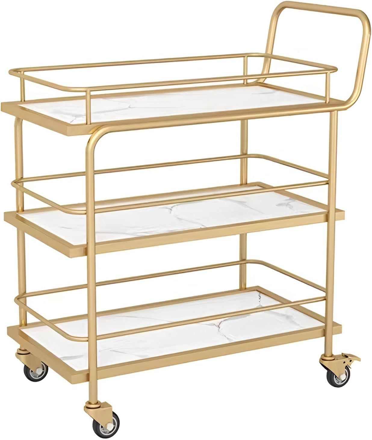 キッチンワゴン キャスター付き 3段 配膳車 業務用キッチンワゴン ステンレスカート 移動便利 ブレーキ付き ステンレスワゴン ホテル 調理