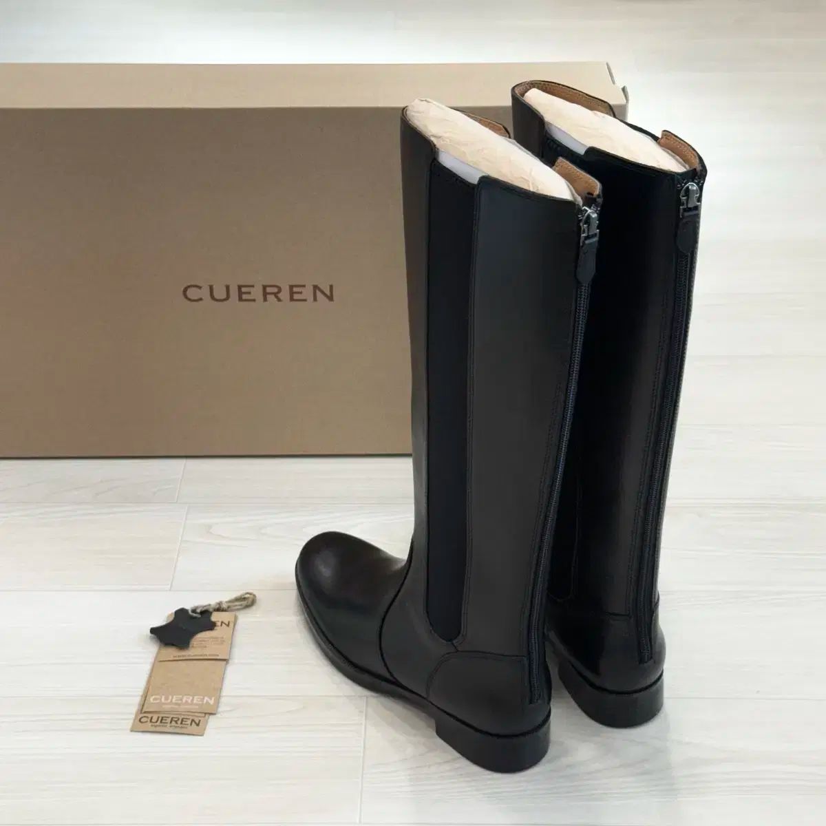 クエールン プラハ 10 ニーハイブーツ チェルシー ロングブーツ ブラック 235