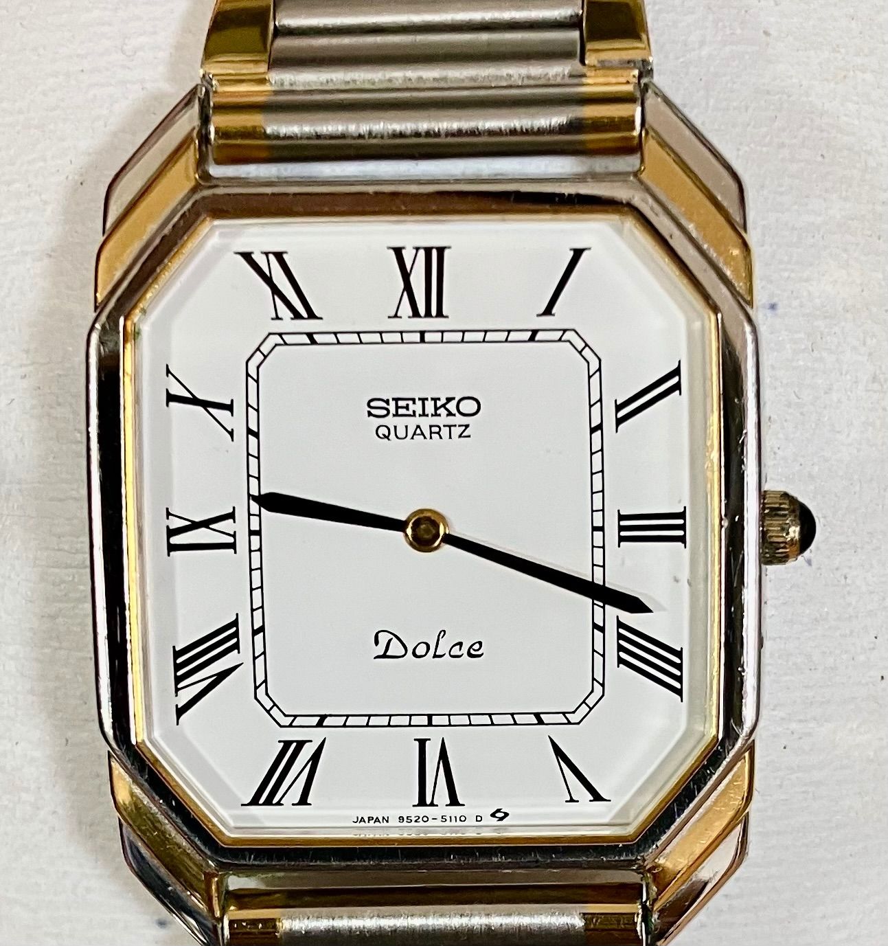 稼働品 SEIKO DOLCE セイコー ドルチェ 白文字盤 9520 5110 クォーツ メンズ腕時計