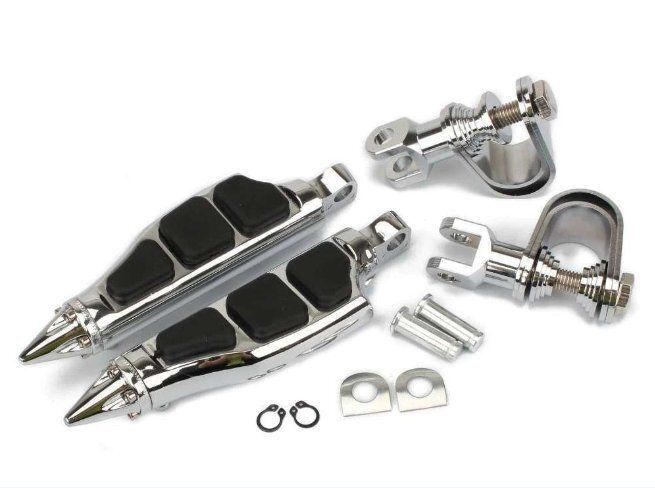 1 ペアオートバイフットペクランプマウントハイウェイペグエンジンクラッシュバーガードハーレースポーツスターダイナソフテイルチョ