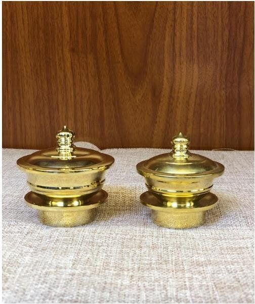 密教 法具 寺院用仏具 洒水器 塗香器二器セット 真鍮製