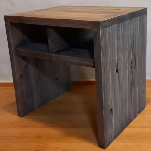 杉古材リメイク 円テーブル ディスプレイ台 シェルフ サイドテーブル アンティーク