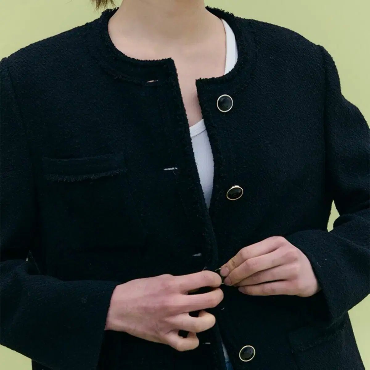 FRONTROW Trimmed オーバーサイズ ツイード ジャケット ブラック M