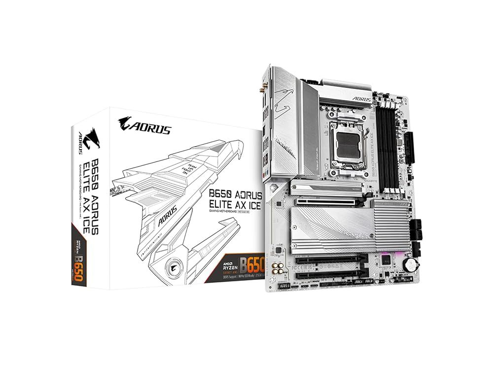 GIGABYTE B650 AORUS ELITE AX ICE MB6453 AM5 DDR5 ATX マザーボード Ryzen 7000 ホワイト