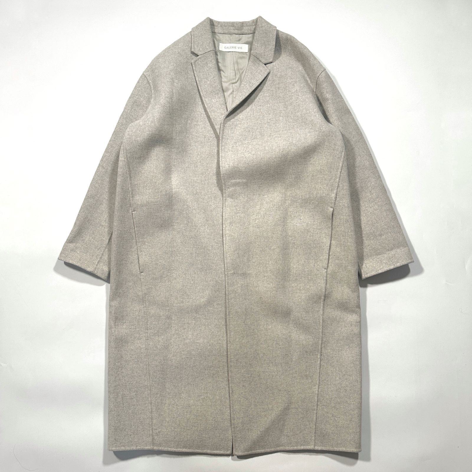 GALERIE VIE ギャルリーヴィー ウール カシミヤ ライトメルトン チェスターコート 36 ライトグレー