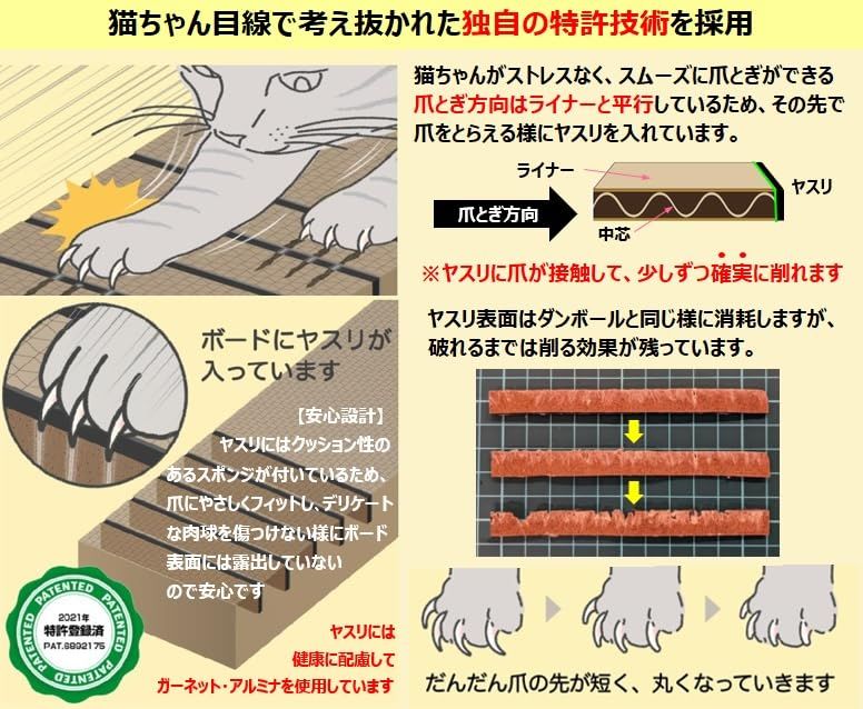 ストレス解消 ダンボール ヤスリ 負担軽減 両面使用可 ねこ つめとぎ 猫 爪研ぎ 爪切り不要の爪とぎボード ネコ Nyan ビビニャン bibi 4枚入