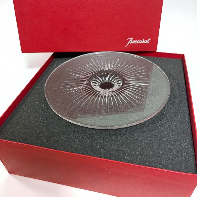 Baccarat バカラ ケーキスタンド コンポート クリスタル ガラス 刻印あり 年代品 箱あり ディスプレイ 食器 インテリア フランス製 ガラス プレート モデル