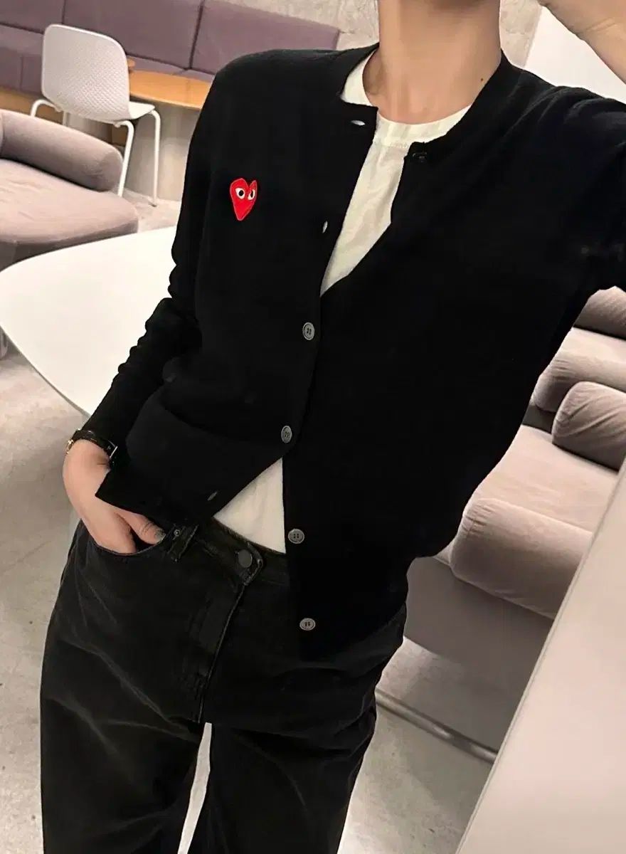 コム デ ギャルソン ブラック ハート カーディガン