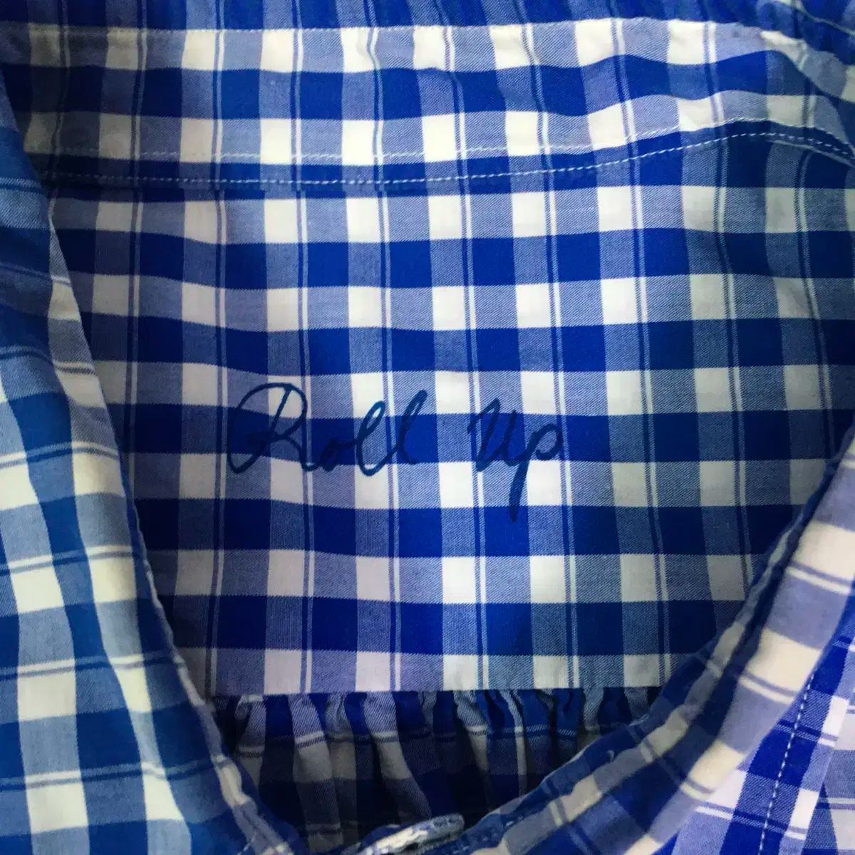 ポータークラシック ブルーギンガムチェック ロールアップシャツ large