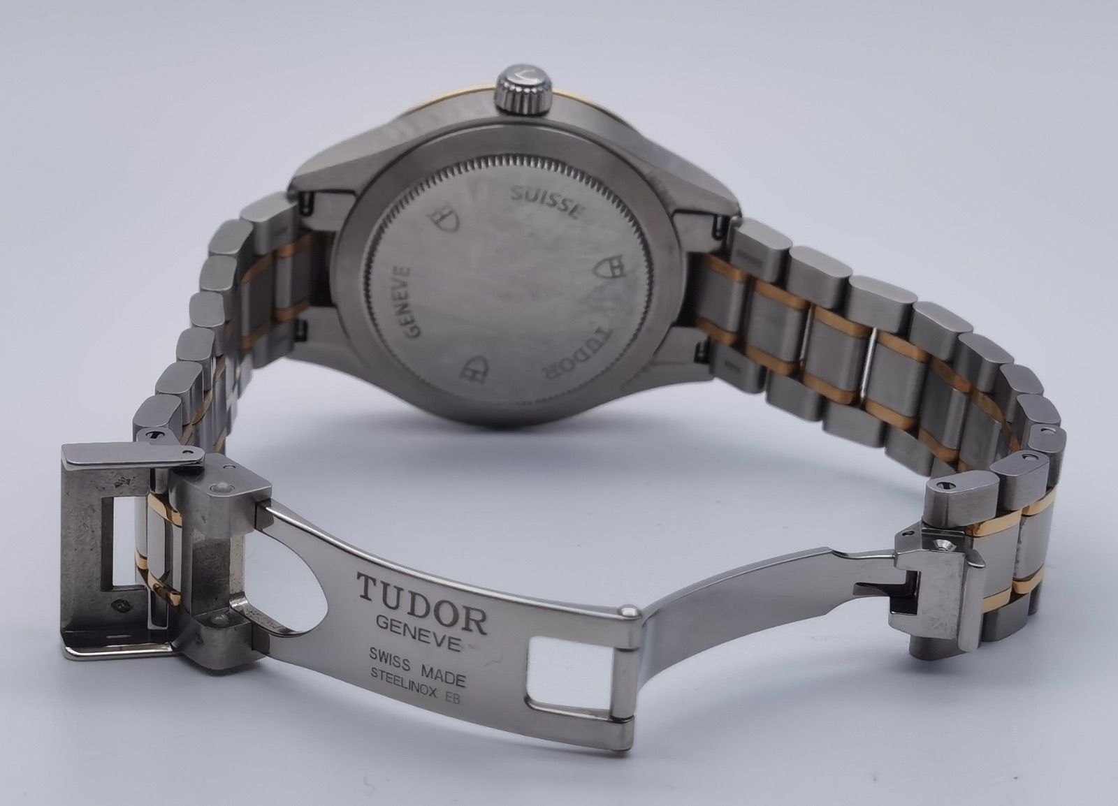  保証書付き チューダー TUDOR スタイル 12303 黒 ブラック文字盤 SS YG 3Pダイヤ デイト ユニセックス 自動巻き 腕時計 デート服 自動巻き時計 腕時計(アナログ)