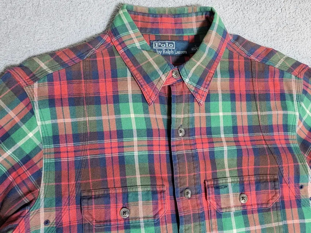 S ポロラルフローレン フランネルシャツ チェック柄 レッド グリーン