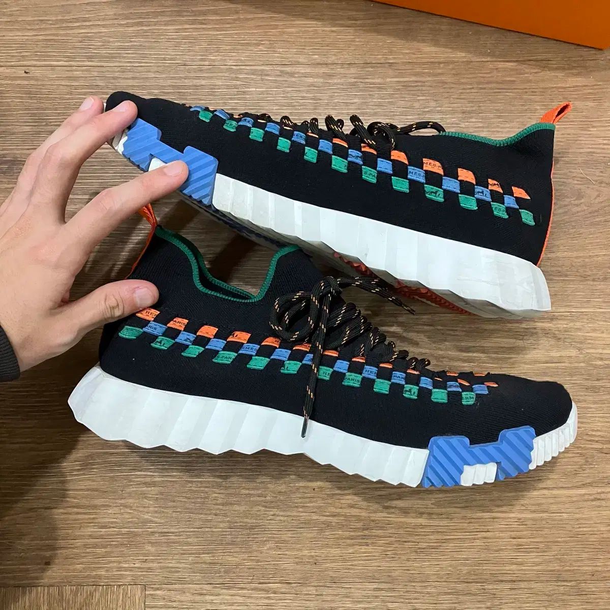 エルメス フレックス スリッポン スニーカー ニット & マルチカラー