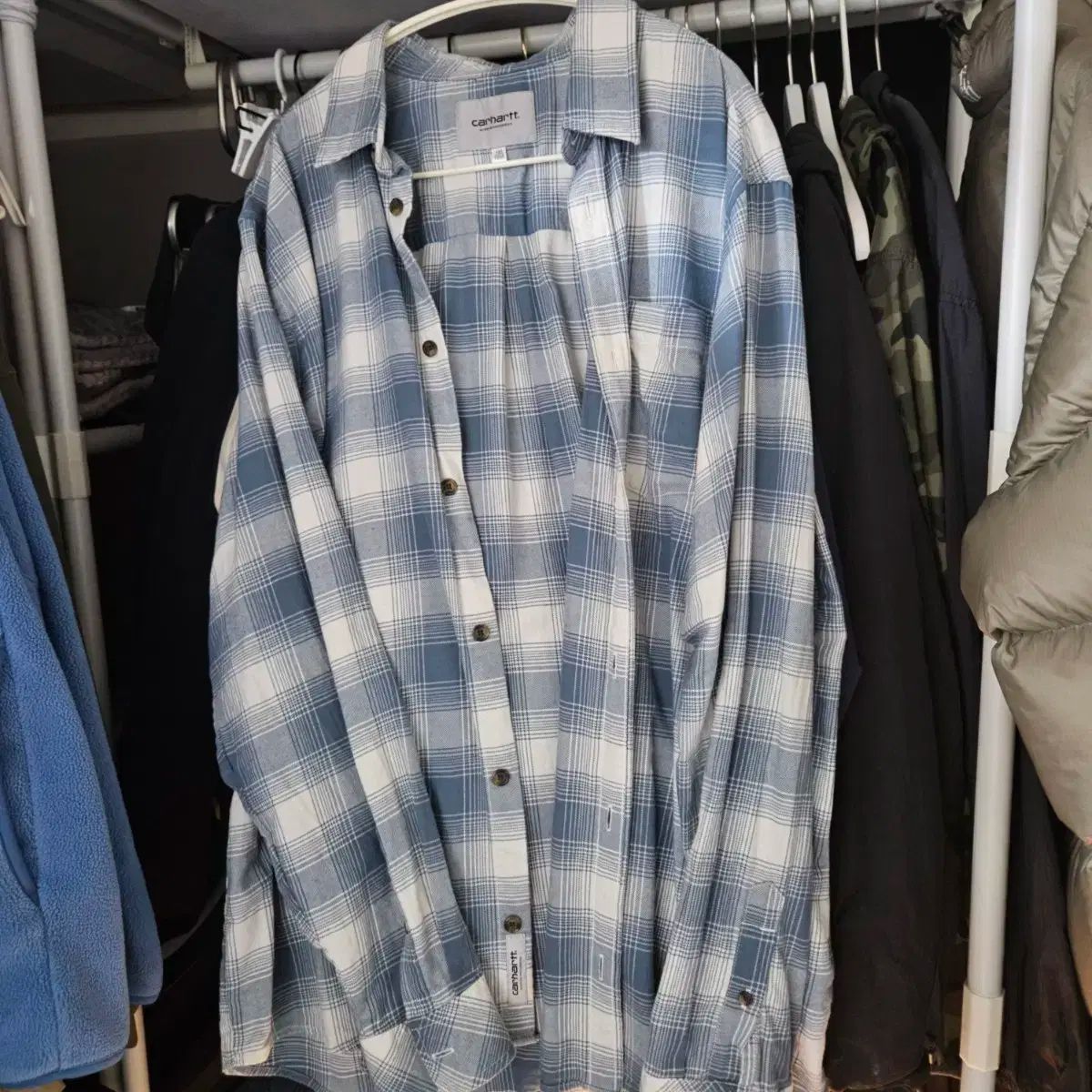 Carhartt カーハート ディバー CHECK チェック シャツ ストーム Storm ストーム ブルー XL