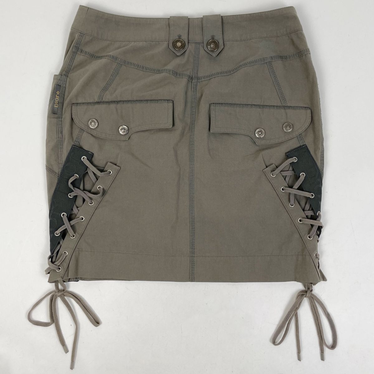クリスチャンディオール Christian Dior ロゴボタン スカート 編み上げ スカート スカート コットン グレー レディース