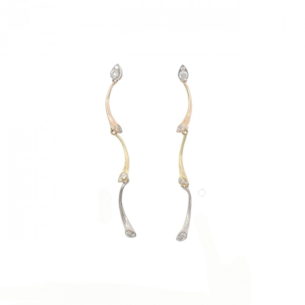 K18スリー ダイヤモンド ピアス 0.10CT