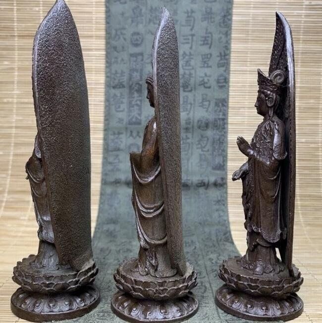 銅器三聖仏西方三聖家居置物如来観音仏