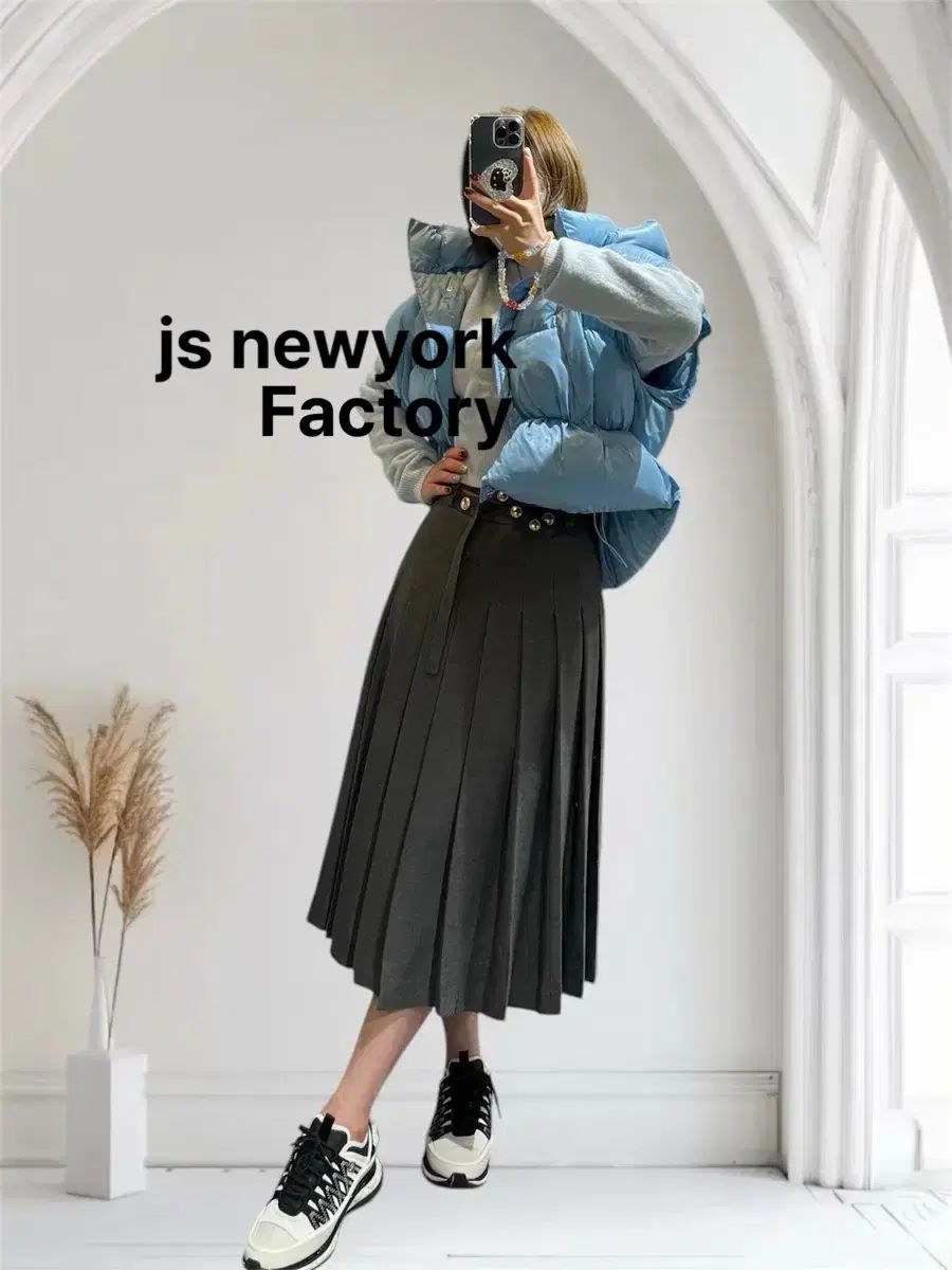 js NEW YORK スタイル 当日発送 メルカリshop取引では対象外 ベルト SET プリーツシャーリング ウール ロングスカート M サイズ