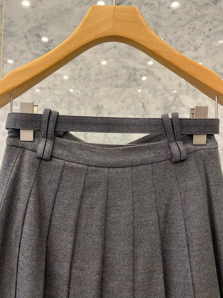 js NEW YORK スタイル 当日発送 メルカリshop取引では対象外 ベルト SET プリーツシャーリング ウール ロングスカート M サイズ GULLKHAN_COM