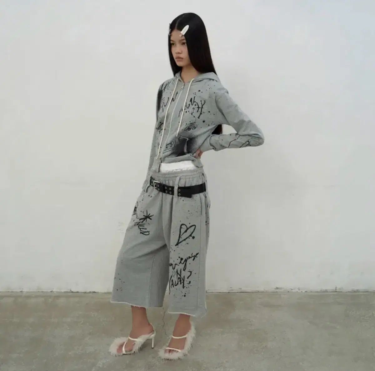 LCDC プリント フード ジップアップ バミューダパンツ セット