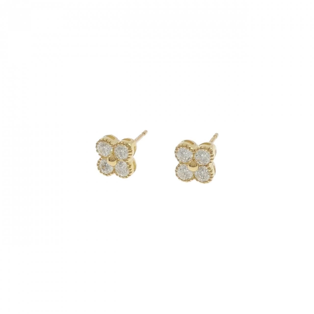 K18YG フラワー ダイヤモンド ピアス 0.501CT