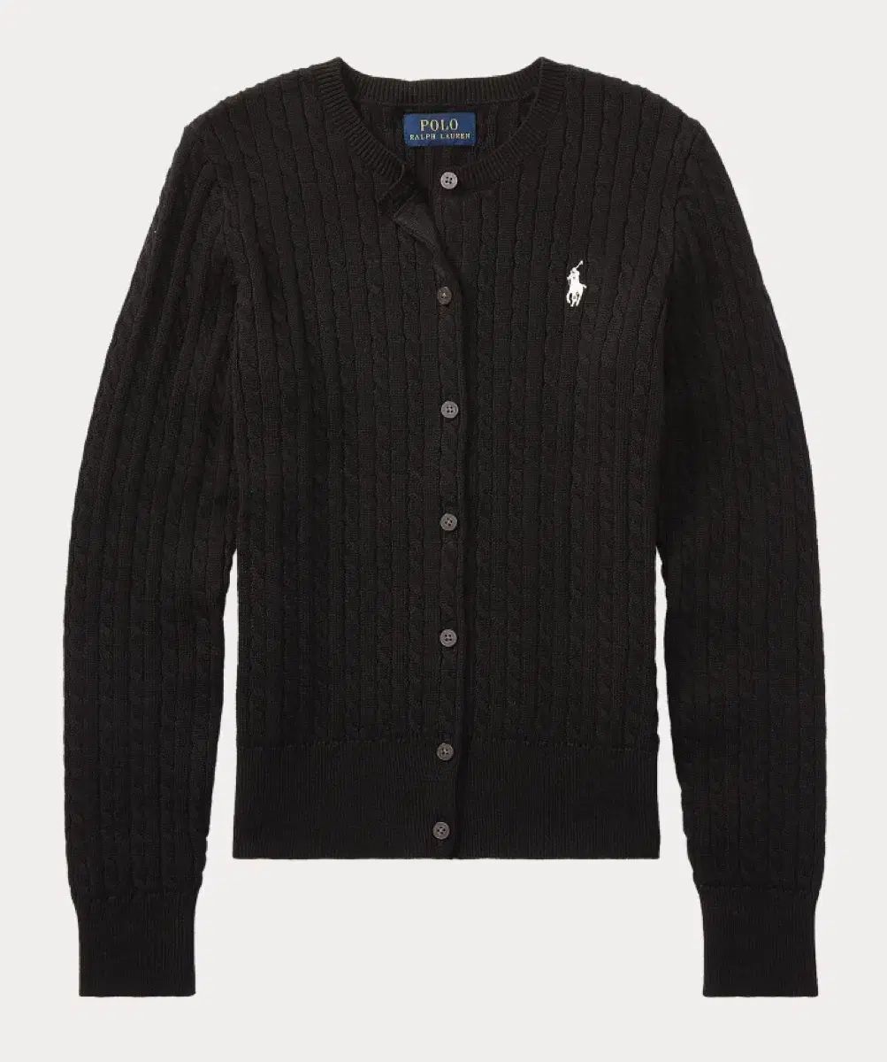 ポロGirl s ケーブル ニット コットン カーディガン ブラック XL