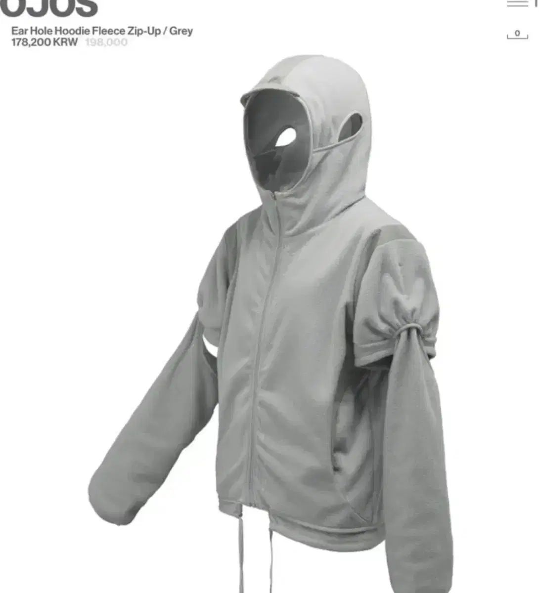 OJOS イヤーホール フード フリース ジップアップ グレー