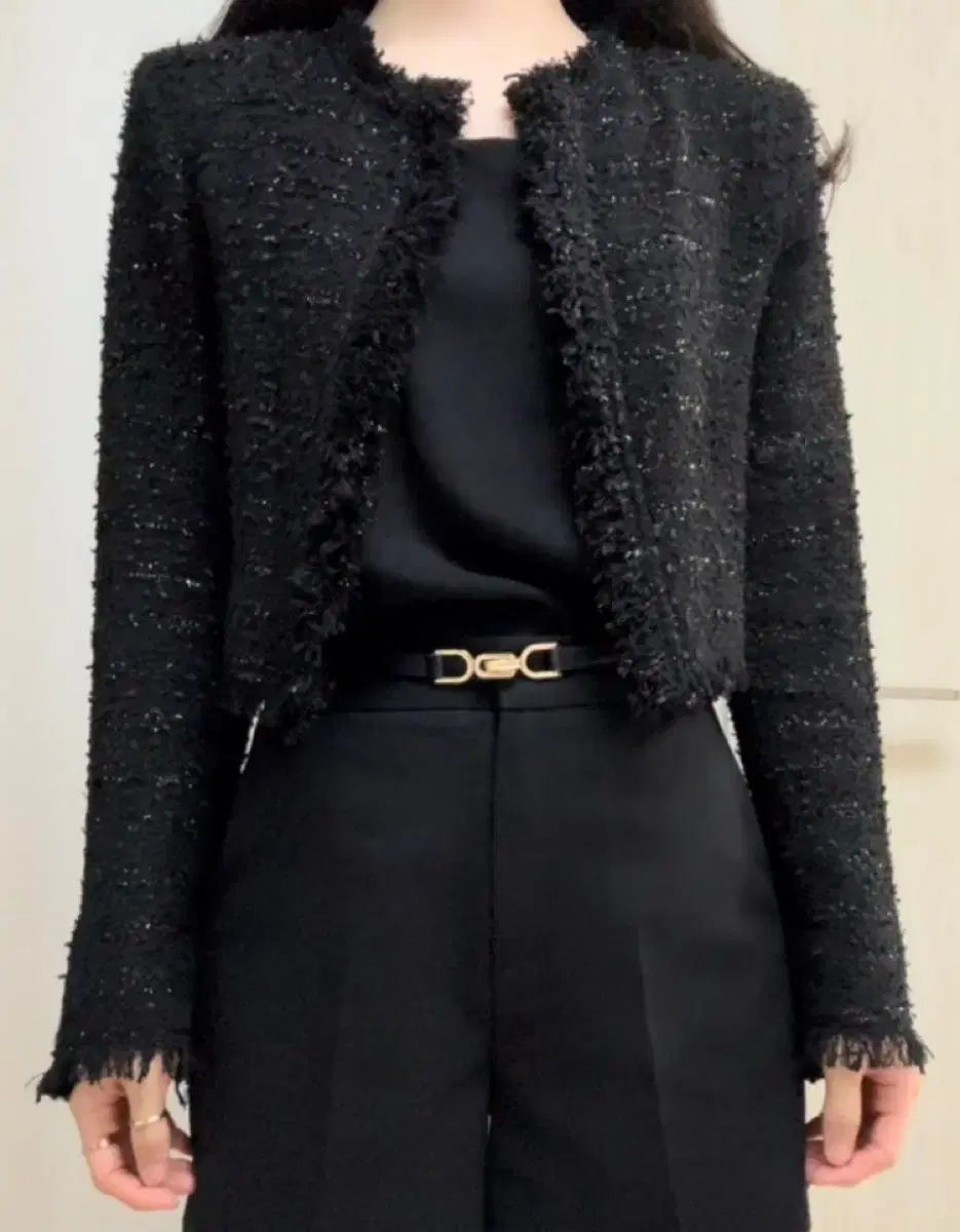 LAPLA サマー パール ツイード カーディガン