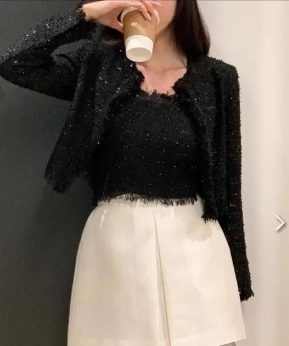 LAPLA サマー パール ツイード カーディガン