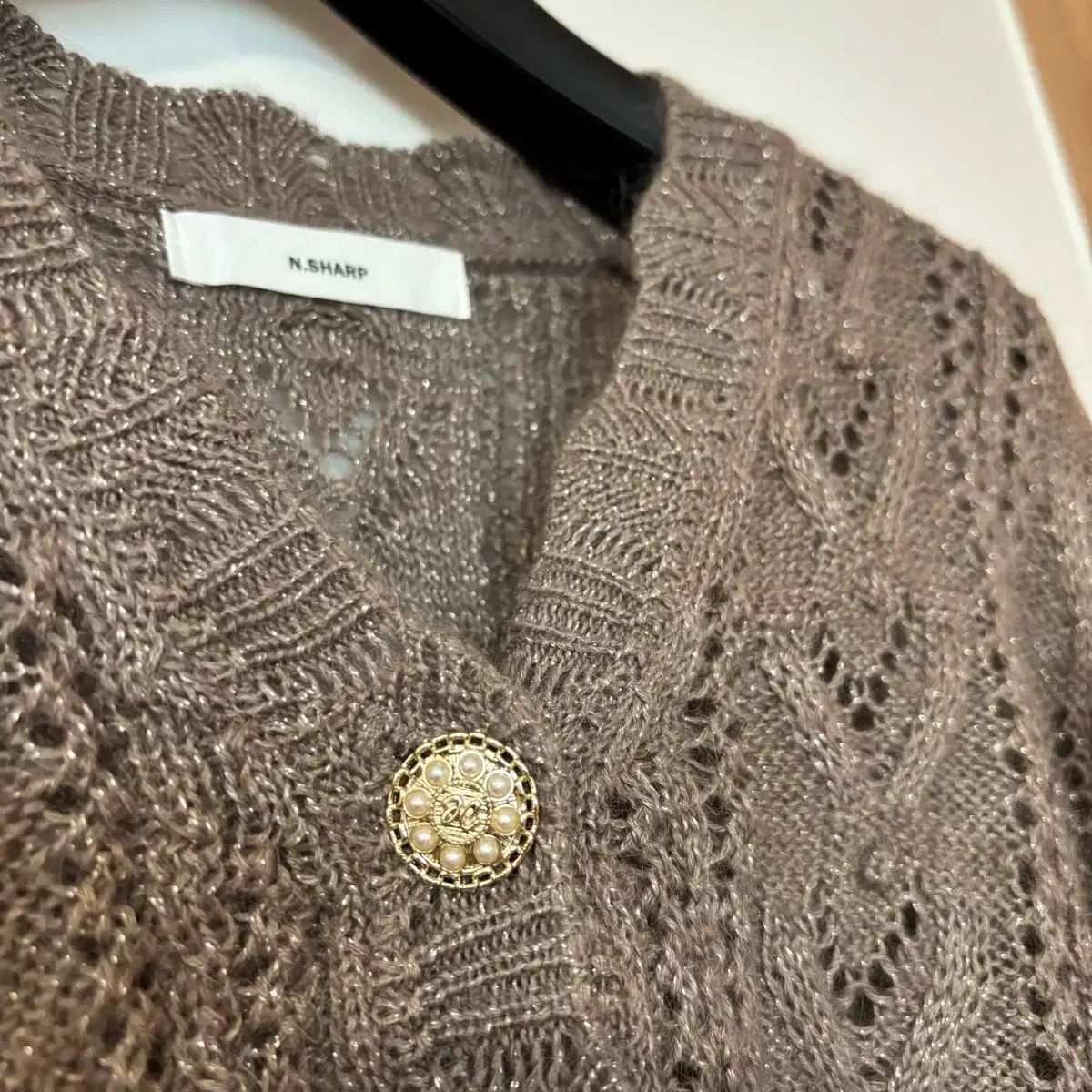 アイディー キッドモヘア パールダイヤモンドアート ラグジュアリー タイムマイン 編み エンブロイダリー カーディガン