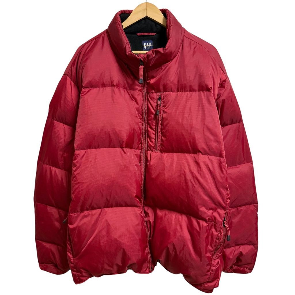 GAP ギャップ ダウンジャケット アウター フリースライニング フルジップ ポケット付き 赤 レッド XLサイズ No.H999