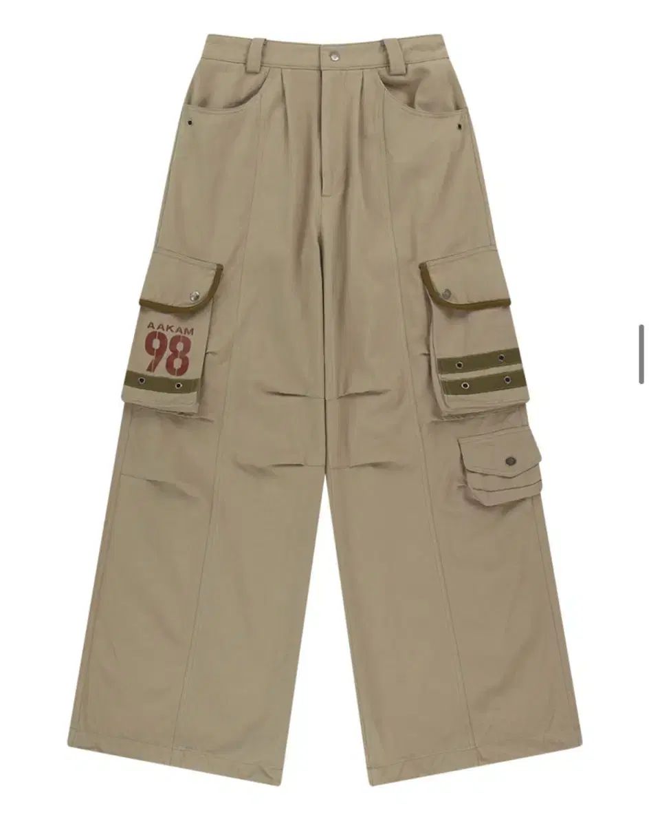 アカム ピンタック カーゴパンツ ベージュ