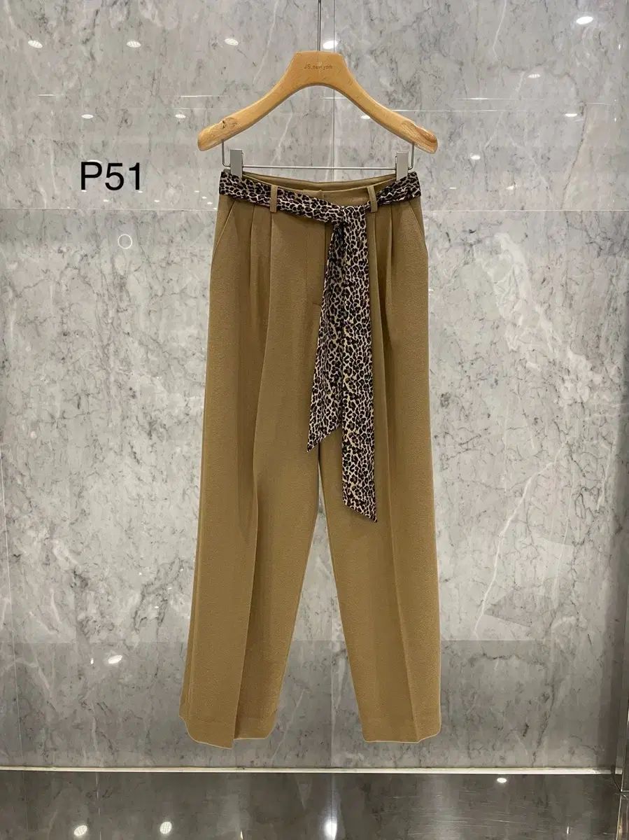NEW YORK スタイル 当日発送 レオパード スカーフ ベルト セット セミ ワイド ウール ワイドパンツ