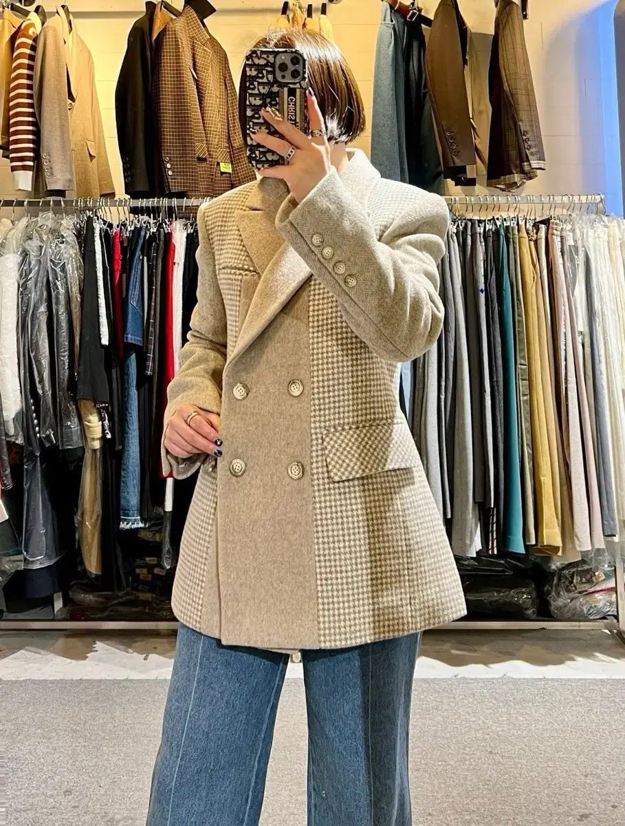 js NEW YORK スター 当日発送 ダブル CHECK バイ ウールジャケット フィット完全キレイ