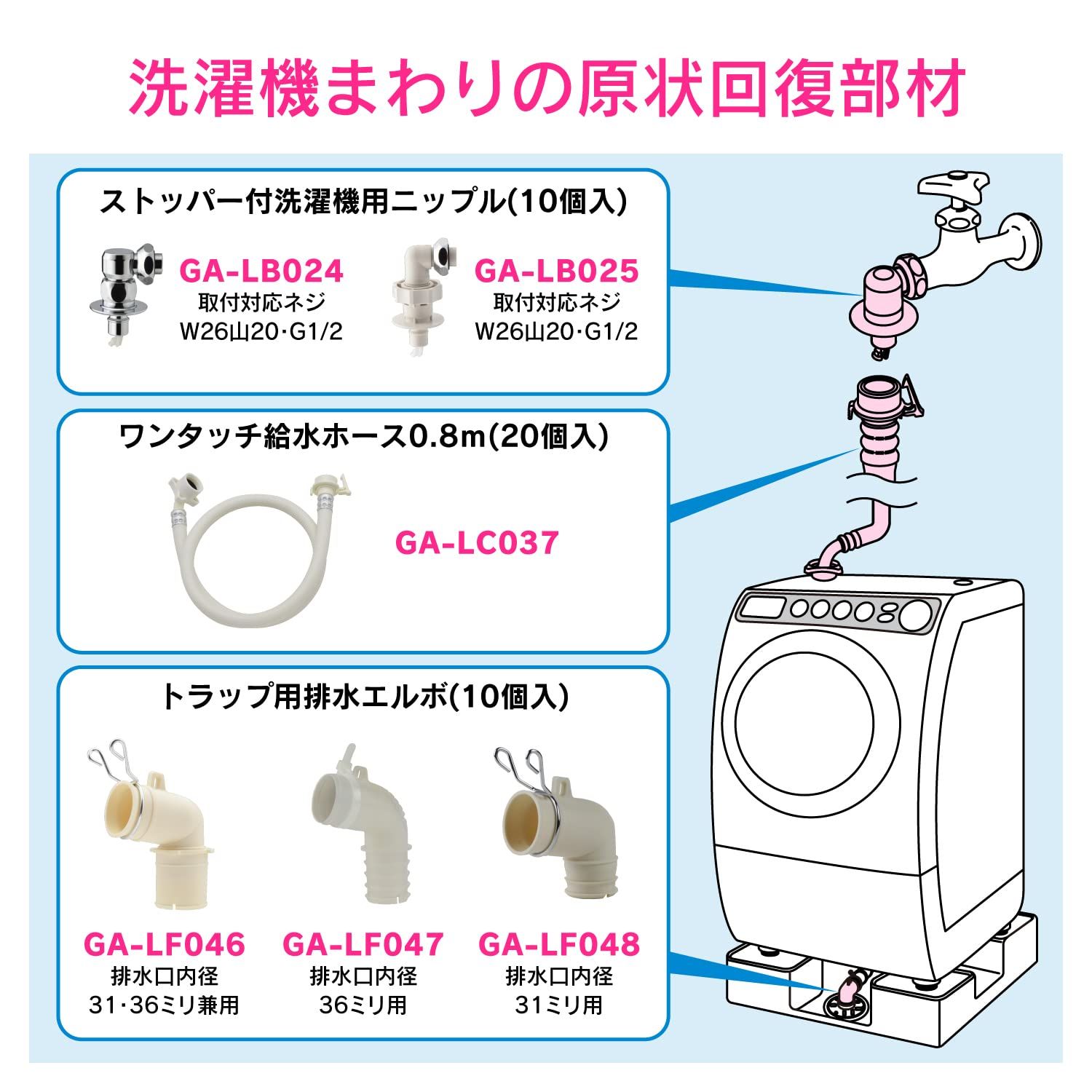 洗濯機用ニップル ワンタッチ