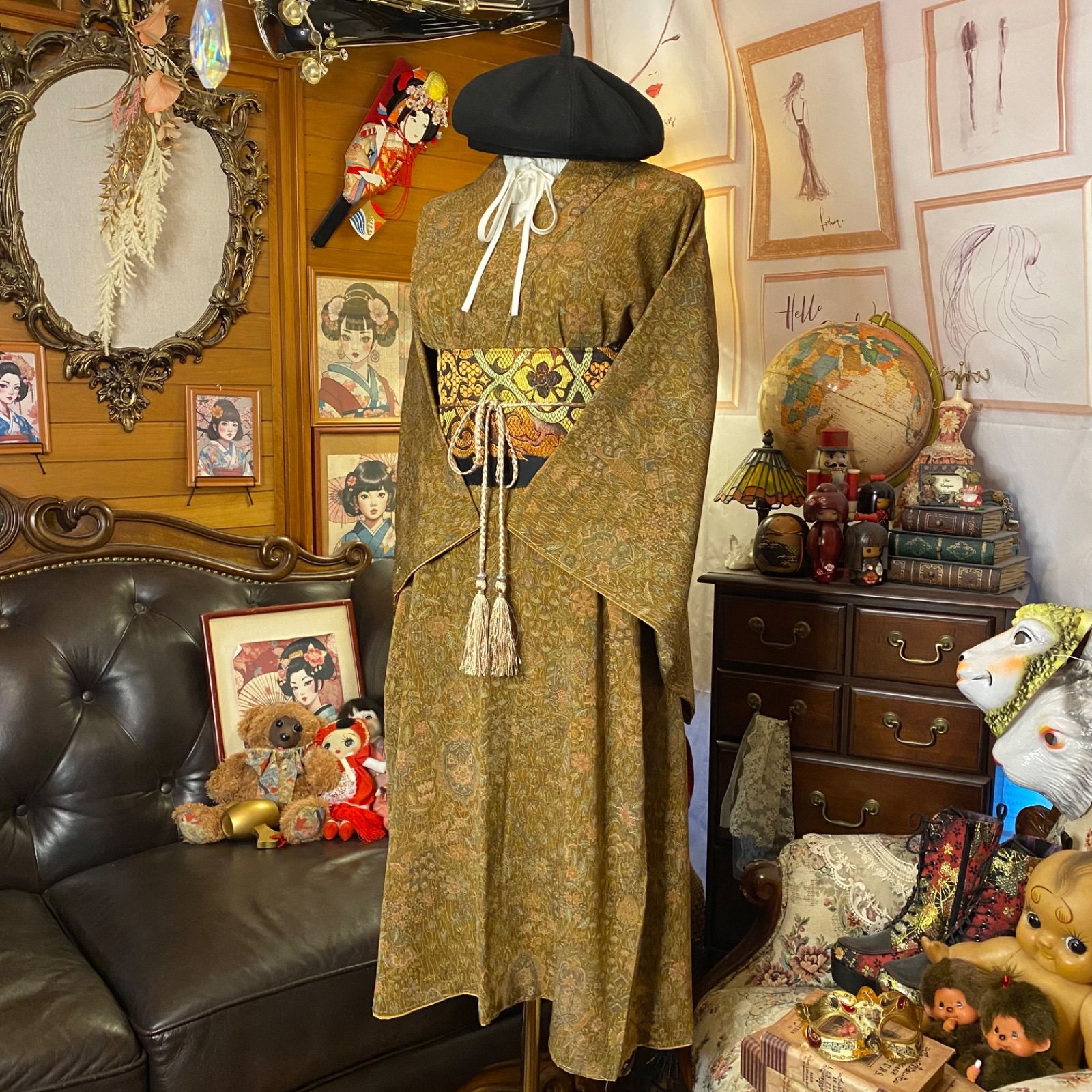 化繊 名古屋帯サッシュベルト付き