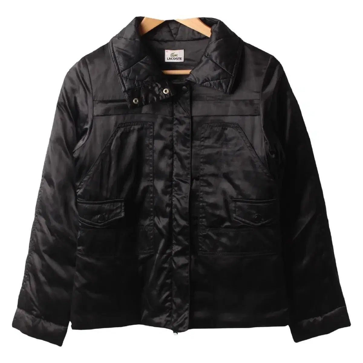 LACOSTE ラコステ ブラック ハイネック ボタン ダウン アウター WOMEN L