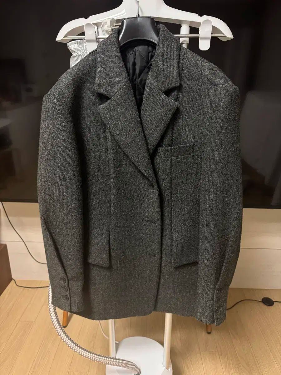 ウール混 袖 ピンタック キルティング ジャケット