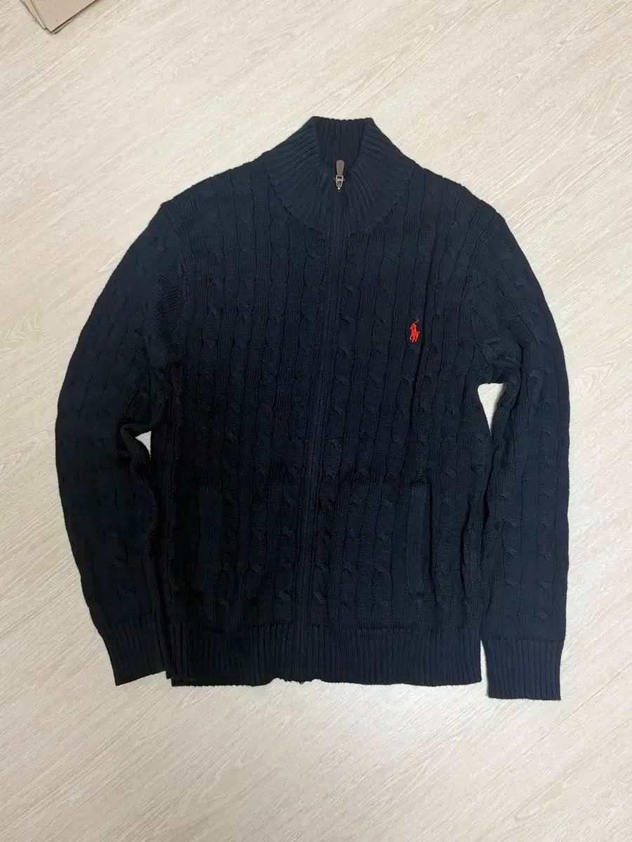 ポロ ニット ジップアップ ネイビー
